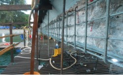 Installation of steel rebar for beam 